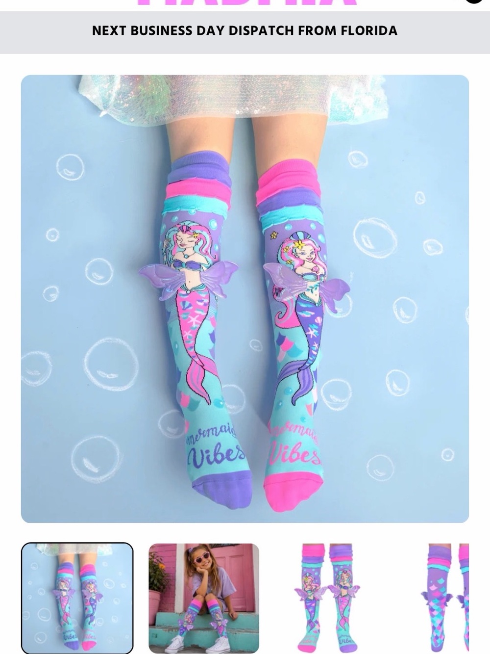 Mermaid Vibes Kids Knee-High Socks - Pink & Purple